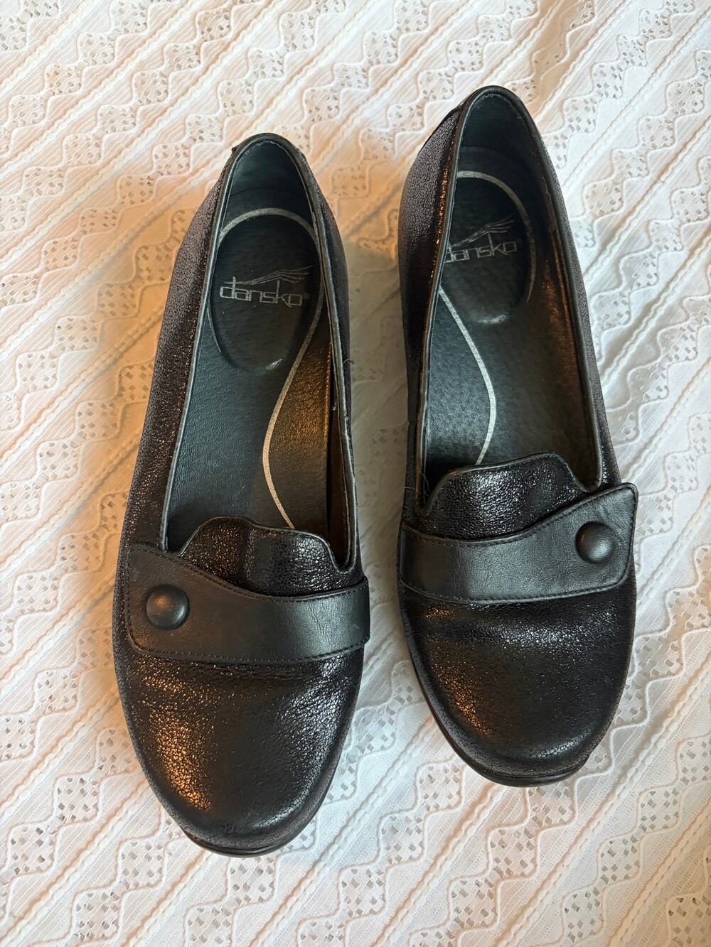 Dansko Sanna Black Leather Slip On Comfort Loafers Women's EU 39 US 8.5-9